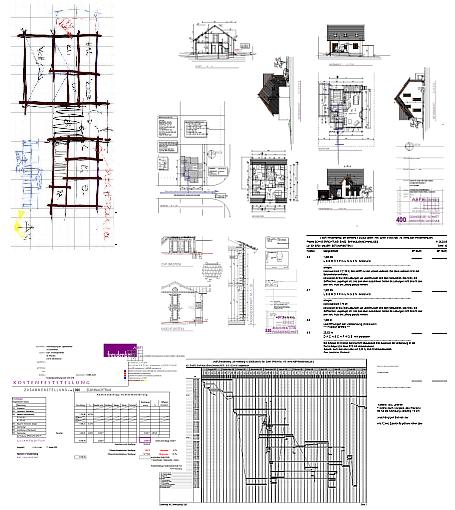 Skizze | Bauantrag | Ausführungsplanung | Bauzeitplanung | Ausschreibung | Kostenkontrolle